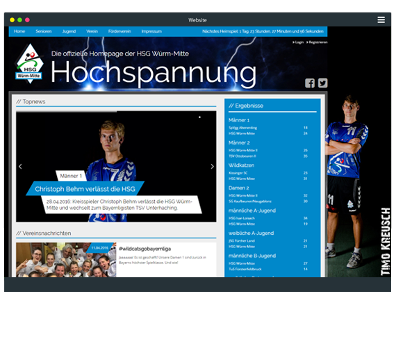 Tennis Homepage Beispiel