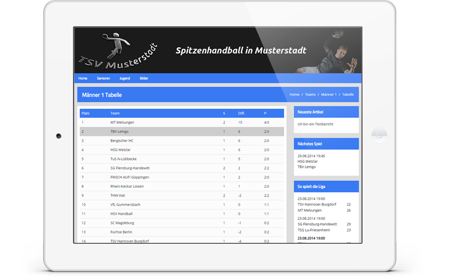 Tennis Homepage Automatischer Ergebnisabgleich